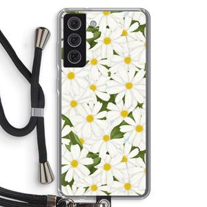 CaseCompany Summer Daisies: Samsung Galaxy S21 FE Transparant Hoesje met koord