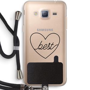 CaseCompany Best heart black: Samsung Galaxy J3 (2016) Transparant Hoesje met koord