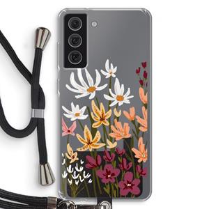 CaseCompany Painted wildflowers: Samsung Galaxy S21 FE Transparant Hoesje met koord