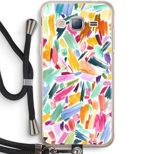 CaseCompany Watercolor Brushstrokes: Samsung Galaxy J3 (2016) Transparant Hoesje met koord