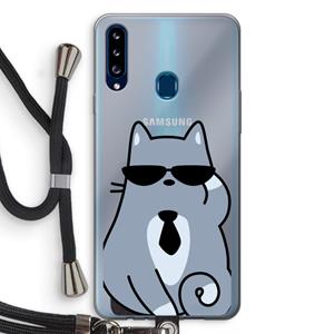 CaseCompany Cool cat: Samsung Galaxy A20s Transparant Hoesje met koord