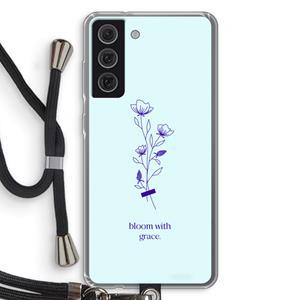 CaseCompany Bloom with grace: Samsung Galaxy S21 FE Transparant Hoesje met koord