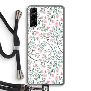 CaseCompany Sierlijke bloemen: Samsung Galaxy S21 Plus Transparant Hoesje met koord