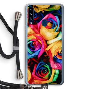 CaseCompany Neon bloemen: Samsung Galaxy A20s Transparant Hoesje met koord