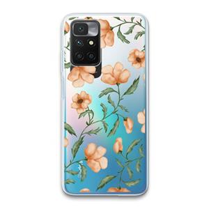 CaseCompany Peachy flowers: Xiaomi Redmi 10 Transparant Hoesje