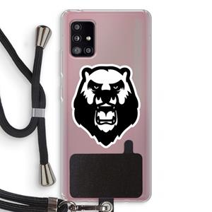 CaseCompany Angry Bear (white): Samsung Galaxy A51 5G Transparant Hoesje met koord
