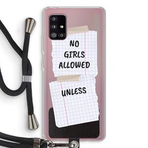 CaseCompany No Girls Allowed Unless: Samsung Galaxy A51 5G Transparant Hoesje met koord