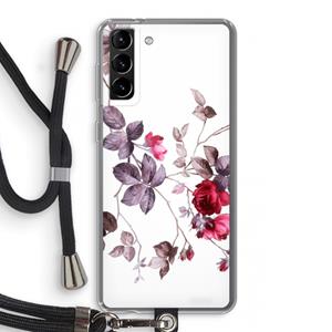 CaseCompany Mooie bloemen: Samsung Galaxy S21 Plus Transparant Hoesje met koord