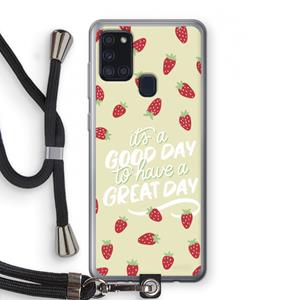 CaseCompany Don't forget to have a great day: Samsung Galaxy A21s Transparant Hoesje met koord