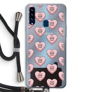 CaseCompany Chicks before dicks: Samsung Galaxy A20s Transparant Hoesje met koord