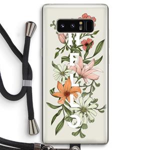 CaseCompany Hello bloemen: Samsung Galaxy Note 8 Transparant Hoesje met koord