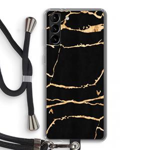 CaseCompany Gouden marmer: Samsung Galaxy S21 Plus Transparant Hoesje met koord