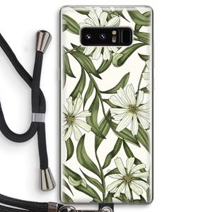 CaseCompany Wit bloemenpatroon: Samsung Galaxy Note 8 Transparant Hoesje met koord