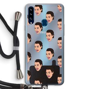 CaseCompany Ugly Cry Call: Samsung Galaxy A20s Transparant Hoesje met koord