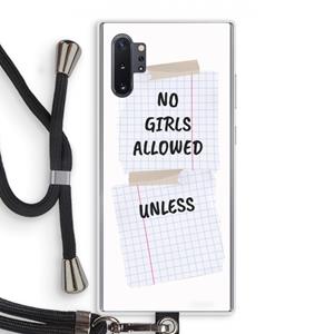 CaseCompany No Girls Allowed Unless: Samsung Galaxy Note 10 Plus Transparant Hoesje met koord