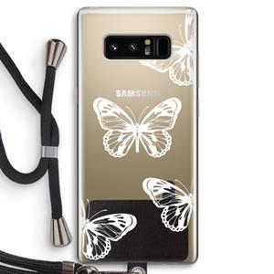 CaseCompany White butterfly: Samsung Galaxy Note 8 Transparant Hoesje met koord