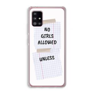 CaseCompany No Girls Allowed Unless: Samsung Galaxy A51 5G Transparant Hoesje