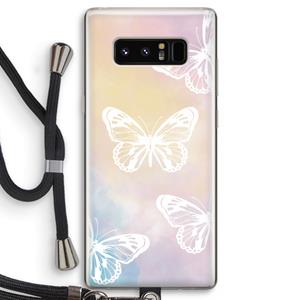 CaseCompany White butterfly: Samsung Galaxy Note 8 Transparant Hoesje met koord