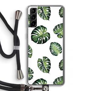CaseCompany Tropische bladeren: Samsung Galaxy S21 Plus Transparant Hoesje met koord