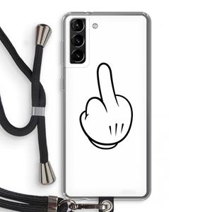 CaseCompany Middle finger white: Samsung Galaxy S21 Plus Transparant Hoesje met koord