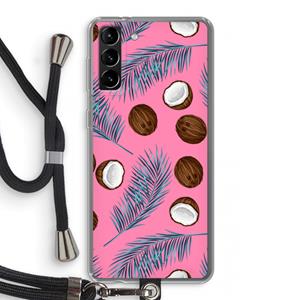 CaseCompany Kokosnoot roze: Samsung Galaxy S21 Plus Transparant Hoesje met koord