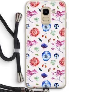 CaseCompany Bloemetjes: Samsung Galaxy J6 (2018) Transparant Hoesje met koord