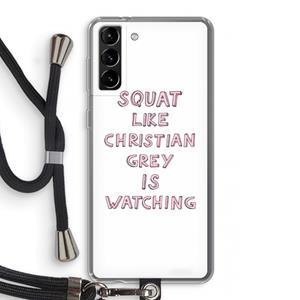 CaseCompany Christian Grey: Samsung Galaxy S21 Plus Transparant Hoesje met koord