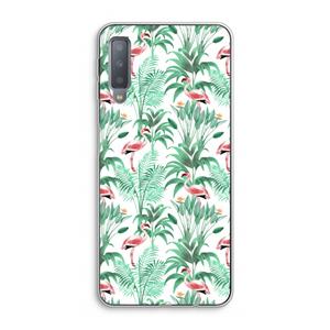 CaseCompany Flamingo bladeren: Samsung Galaxy A7 (2018) Transparant Hoesje