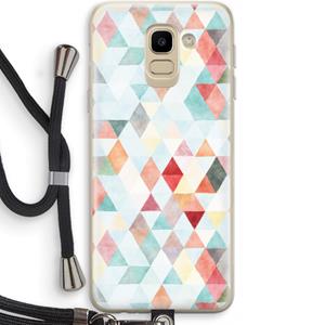 CaseCompany Gekleurde driehoekjes pastel: Samsung Galaxy J6 (2018) Transparant Hoesje met koord