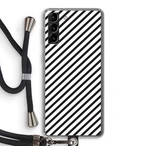 CaseCompany Strepen zwart-wit: Samsung Galaxy S21 Plus Transparant Hoesje met koord
