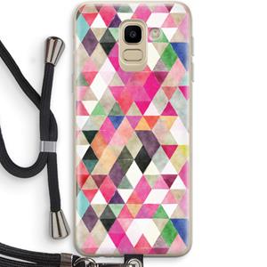 CaseCompany Gekleurde driehoekjes: Samsung Galaxy J6 (2018) Transparant Hoesje met koord