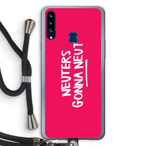 CaseCompany Neuters (roze): Samsung Galaxy A20s Transparant Hoesje met koord