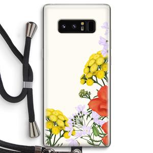 CaseCompany Wilde bloemen: Samsung Galaxy Note 8 Transparant Hoesje met koord