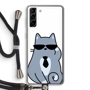 CaseCompany Cool cat: Samsung Galaxy S21 Plus Transparant Hoesje met koord