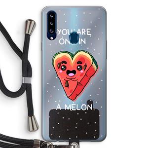 CaseCompany One In A Melon: Samsung Galaxy A20s Transparant Hoesje met koord