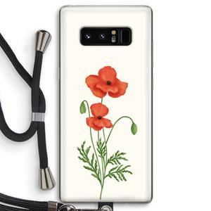 CaseCompany Red poppy: Samsung Galaxy Note 8 Transparant Hoesje met koord