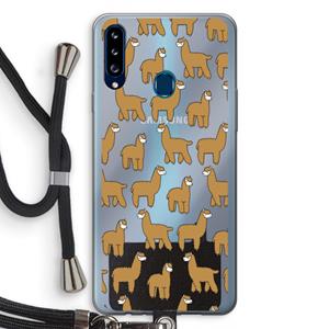 CaseCompany Alpacas: Samsung Galaxy A20s Transparant Hoesje met koord