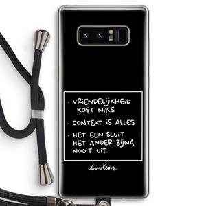 CaseCompany Mijn Motto's: Samsung Galaxy Note 8 Transparant Hoesje met koord