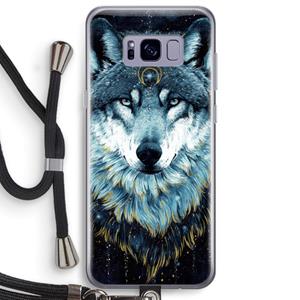 CaseCompany Darkness Wolf: Samsung Galaxy S8 Plus Transparant Hoesje met koord