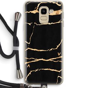 CaseCompany Gouden marmer: Samsung Galaxy J6 (2018) Transparant Hoesje met koord