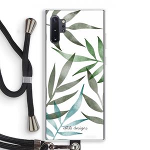 CaseCompany Tropical watercolor leaves: Samsung Galaxy Note 10 Plus Transparant Hoesje met koord