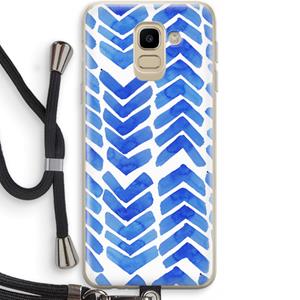 CaseCompany Blauwe pijlen: Samsung Galaxy J6 (2018) Transparant Hoesje met koord