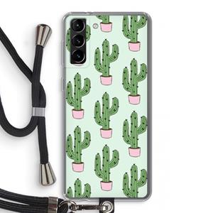 CaseCompany Cactus Lover: Samsung Galaxy S21 Plus Transparant Hoesje met koord