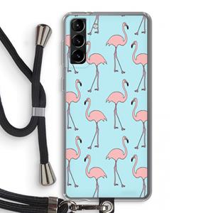 CaseCompany Anything Flamingoes: Samsung Galaxy S21 Plus Transparant Hoesje met koord