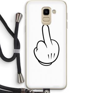 CaseCompany Middle finger white: Samsung Galaxy J6 (2018) Transparant Hoesje met koord