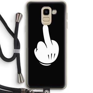 CaseCompany Middle finger black: Samsung Galaxy J6 (2018) Transparant Hoesje met koord