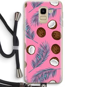 CaseCompany Kokosnoot roze: Samsung Galaxy J6 (2018) Transparant Hoesje met koord