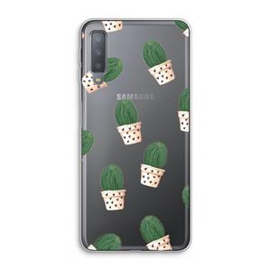 CaseCompany Cactusprint roze: Samsung Galaxy A7 (2018) Transparant Hoesje
