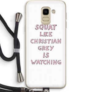 CaseCompany Christian Grey: Samsung Galaxy J6 (2018) Transparant Hoesje met koord