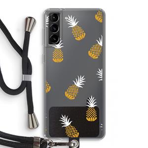 CaseCompany Ananasjes: Samsung Galaxy S21 Plus Transparant Hoesje met koord